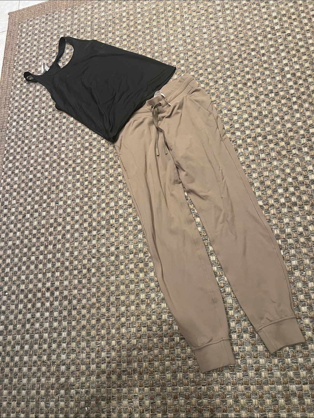 lululemon athletica Black Tank & Taupe Drawstring Joggers